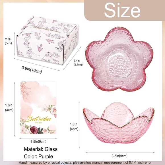 Pink Flower Jewelry Dish Glass Ring Holder Dish Jewelry Tray Cute Vanity - Picture 3 of 7